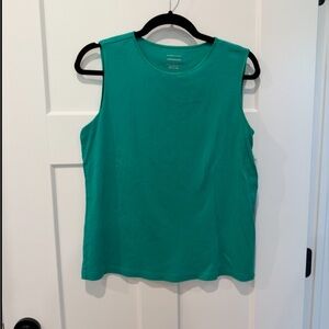 Christopher & Banks Green Boxy Sleeveless Muscle Tee